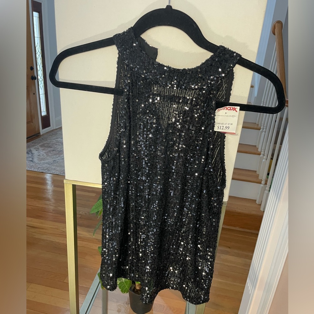 Love on a Hanger black tank top sequin Small S